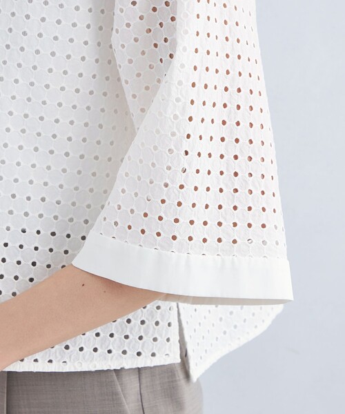 green label relaxing（グリーンレーベルリラクシング）の「カットワーク レース ブラウス（シャツ/ブラウス・レディース・ブラック/ホワイト・FREE）」の11枚目の写真