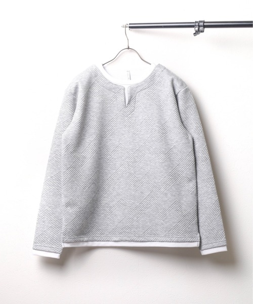ARCHIVER（アーカイバ）の「【69】【it】キーネック ジオメトリックジャガード ロングスリーブ（Tシャツ/カットソー・レディース・ブラック/グレー/ホワイト・LARGE/MEDIUM）」の3枚目の写真