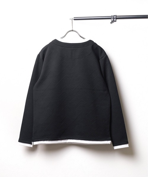 ARCHIVER（アーカイバ）の「【69】【it】キーネック ジオメトリックジャガード ロングスリーブ（Tシャツ/カットソー・レディース・ブラック/グレー/ホワイト・LARGE/MEDIUM）」の5枚目の写真
