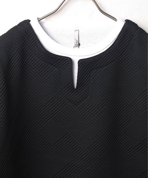 ARCHIVER（アーカイバ）の「【69】【it】キーネック ジオメトリックジャガード ロングスリーブ（Tシャツ/カットソー・レディース・ブラック/グレー/ホワイト・LARGE/MEDIUM）」の6枚目の写真