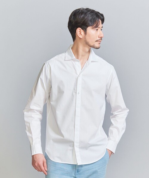 BEAUTY&YOUTH UNITED ARROWS（ビューティーアンドユースユナイテッドアローズ）の「【WEB限定 WARDROBE SMART】コットン ポプリン  ハーフプラケット ワイドカラーシャツ（シャツ/ブラウス・メンズ・コバルトブルー/ホワイト/ネイビー/ブラック・XL/L/M/S）」の2枚目の写真