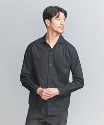 【WEB限定 WARDROBE SMART】コットン ポプリン ハーフプラケット ワイドカラーシャツ