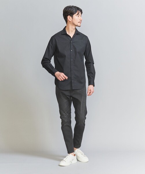 BEAUTY&YOUTH UNITED ARROWS（ビューティーアンドユースユナイテッドアローズ）の「【WEB限定 WARDROBE SMART】コットン ポプリン  ハーフプラケット ワイドカラーシャツ（シャツ/ブラウス・メンズ・コバルトブルー/ホワイト/ネイビー/ブラック・XL/L/M/S）」の6枚目の写真