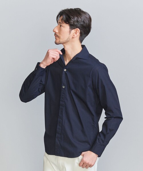 BEAUTY&YOUTH UNITED ARROWS（ビューティーアンドユースユナイテッドアローズ）の「【WEB限定 WARDROBE SMART】コットン ポプリン  ハーフプラケット ワイドカラーシャツ（シャツ/ブラウス・メンズ・コバルトブルー/ホワイト/ネイビー/ブラック・XL/L/M/S）」の12枚目の写真
