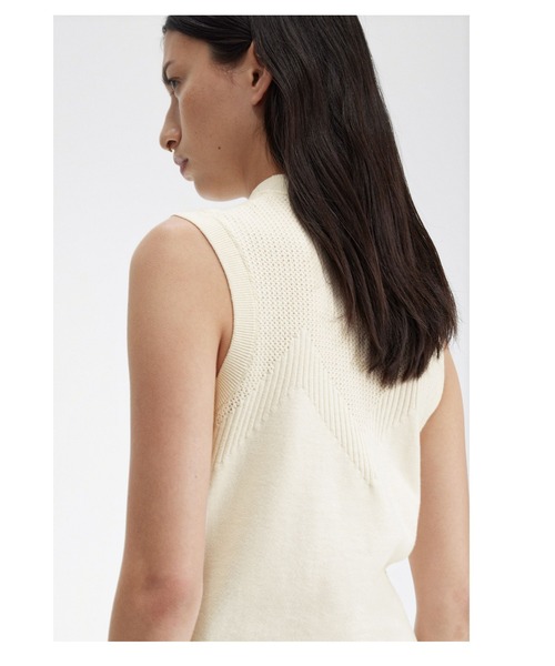 FRED PERRY(フレッドペリー)の「Pointelle Detail Knitted Top(タンクトップ・レディース・ホワイト・10)」の5枚目の写真