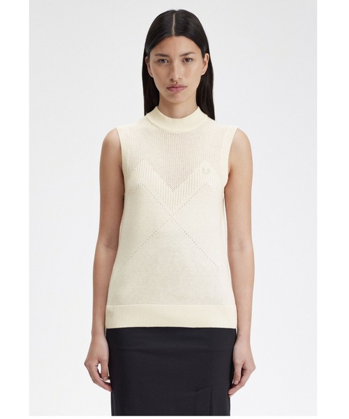 FRED PERRY(フレッドペリー)の「Pointelle Detail Knitted Top(タンクトップ・レディース・ホワイト・10)」の6枚目の写真