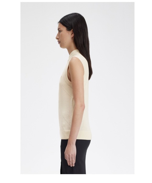 FRED PERRY(フレッドペリー)の「Pointelle Detail Knitted Top(タンクトップ・レディース・ホワイト・10)」の7枚目の写真