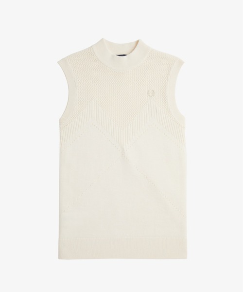 FRED PERRY(フレッドペリー)の「Pointelle Detail Knitted Top(タンクトップ・レディース・ホワイト・10)」の8枚目の写真