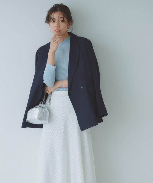 Pierrot（ピエロ）の「ダブルボタンジャケット（テーラードジャケット・レディース・ライトベージュ/ネイビー/チェック・M/L）」の11枚目の写真