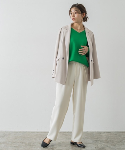 Pierrot（ピエロ）の「ダブルボタンジャケット（テーラードジャケット・レディース・ライトベージュ/ネイビー/チェック・M/L）」の21枚目の写真