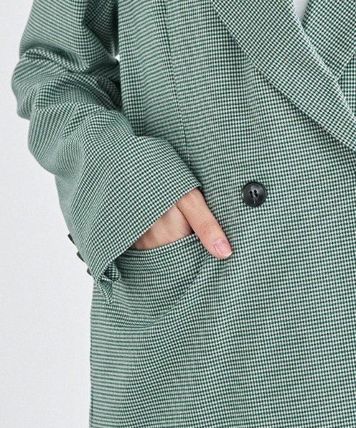 Pierrot（ピエロ）の「ダブルボタンジャケット（テーラードジャケット・レディース・ライトベージュ/ネイビー/チェック・M/L）」の4枚目の写真