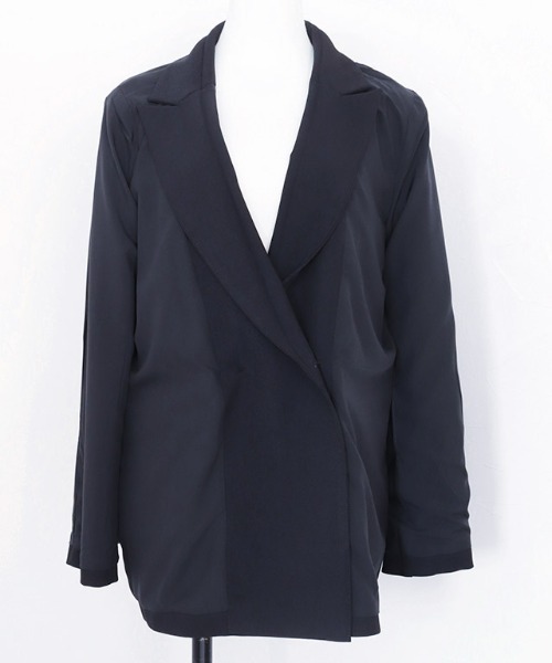 Pierrot（ピエロ）の「ダブルボタンジャケット（テーラードジャケット・レディース・ライトベージュ/ネイビー/チェック・M/L）」の8枚目の写真