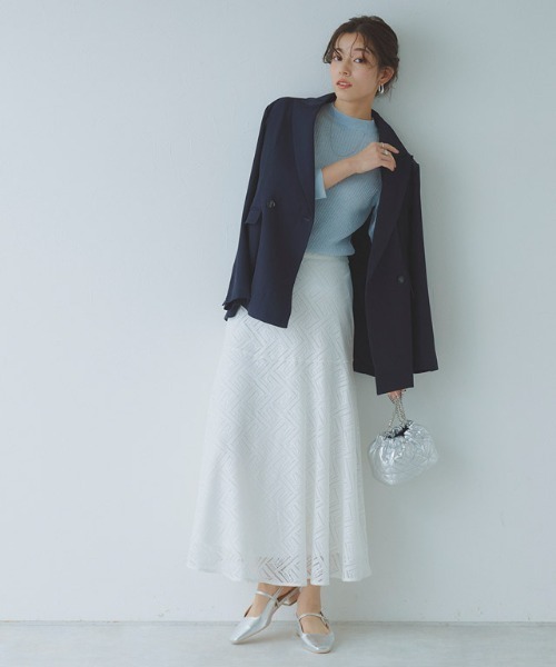 Pierrot（ピエロ）の「ダブルボタンジャケット（テーラードジャケット・レディース・ライトベージュ/ネイビー/チェック・M/L）」の12枚目の写真