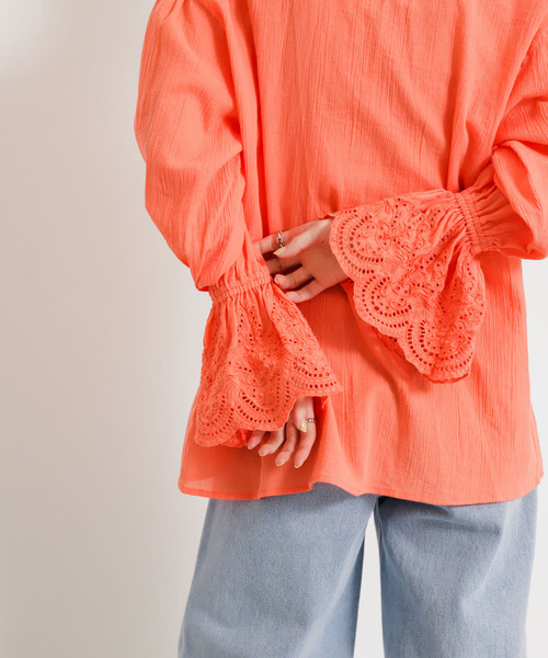 SENSE OF PLACE by URBAN RESEARCH（センスオブプレイスバイアーバンリサーチ）の「スカラップレースヨウリュウブラウス（シャツ/ブラウス・レディース・レッド/オフホワイト/ブラック・ONE）」の12枚目の写真