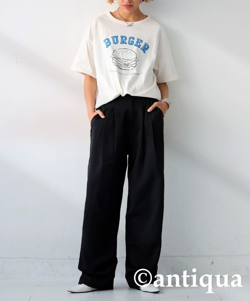 antiqua(アンティカ)の「フードロゴTシャツ(Tシャツ/カットソー・レディース・ネイビー/ブラック/イエロー/オフホワイト/杢グレー/ピンク・FREE)」の11枚目の写真