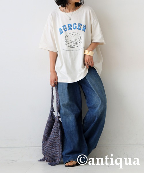 antiqua(アンティカ)の「フードロゴTシャツ(Tシャツ/カットソー・レディース・ネイビー/ブラック/イエロー/オフホワイト/杢グレー/ピンク・FREE)」の8枚目の写真
