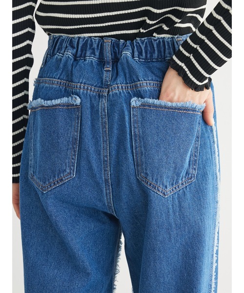 Green　Parks（グリーンパークス）の「・Double　Flagsフリンジラインストレートデニム（デニムパンツ・レディース・インディゴブルー・FREE）」の7枚目の写真