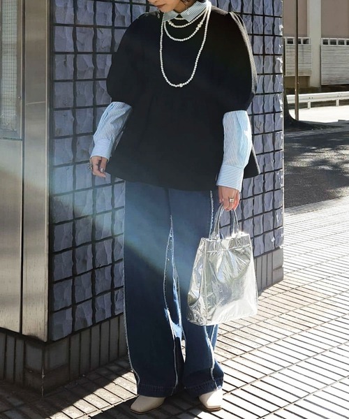 Green　Parks（グリーンパークス）の「・Double　Flagsフリンジラインストレートデニム（デニムパンツ・レディース・インディゴブルー・FREE）」の13枚目の写真