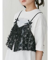 fluffyレースリボンビスチェ