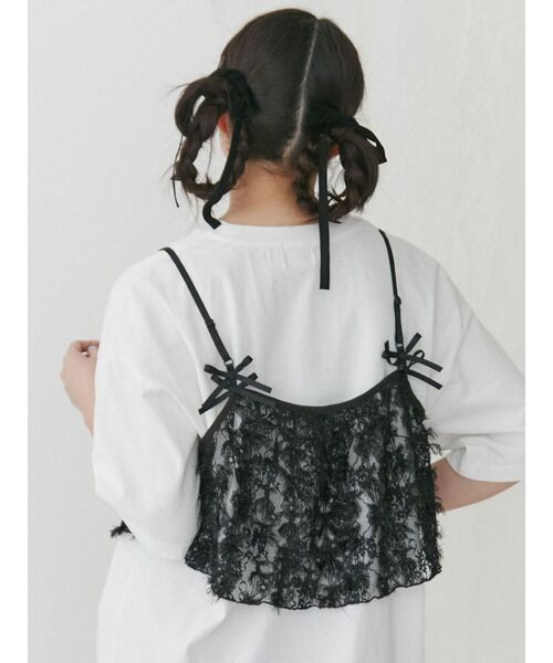 merry jenny（メリージェニー）の「fluffyレースリボンビスチェ（キャミソール・レディース・オフホワイト/ブラック・FREE）」の14枚目の写真