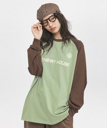 オーバーサイズ カラーブロック ラグランスリーブBIGロンT