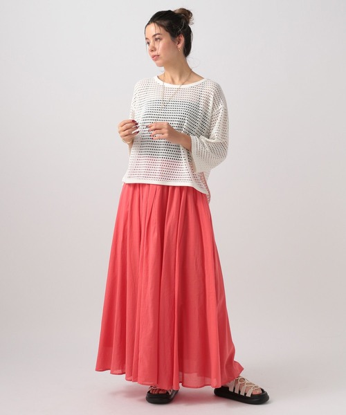 BAYFLOW（ベイフロー）の「コットンフレアスカート（スカート・レディース・アイボリー/ブラック/ピンク/ブルー・MEDIUM/SMALL）」の5枚目の写真