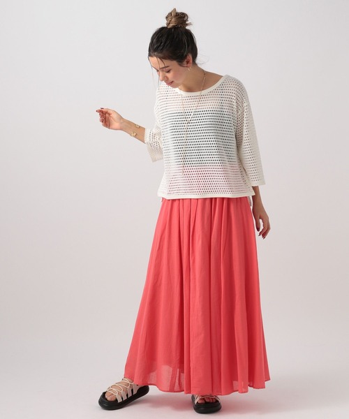 BAYFLOW（ベイフロー）の「コットンフレアスカート（スカート・レディース・アイボリー/ブラック/ピンク/ブルー・MEDIUM/SMALL）」の6枚目の写真