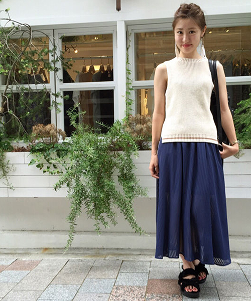 mystic（ミスティック）の「【mystic】片畦タンク（ニット/セーター・レディース・キャメル/オフホワイト/ブラック・ﾌﾘ-）」の12枚目の写真