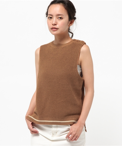 mystic（ミスティック）の「【mystic】片畦タンク（ニット/セーター・レディース・キャメル/オフホワイト/ブラック・ﾌﾘ-）」の3枚目の写真