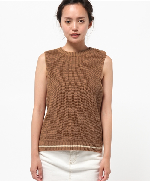 mystic（ミスティック）の「【mystic】片畦タンク（ニット/セーター・レディース・キャメル/オフホワイト/ブラック・ﾌﾘ-）」の4枚目の写真