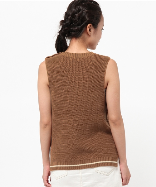 mystic（ミスティック）の「【mystic】片畦タンク（ニット/セーター・レディース・キャメル/オフホワイト/ブラック・ﾌﾘ-）」の6枚目の写真