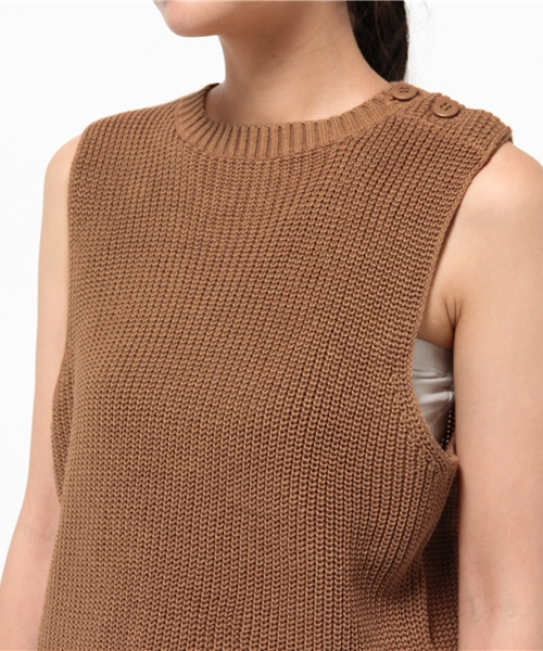 mystic（ミスティック）の「【mystic】片畦タンク（ニット/セーター・レディース・キャメル/オフホワイト/ブラック・ﾌﾘ-）」の7枚目の写真