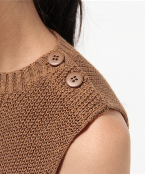 mystic（ミスティック）の「【mystic】片畦タンク（ニット/セーター・レディース・キャメル/オフホワイト/ブラック・ﾌﾘ-）」の9枚目の写真