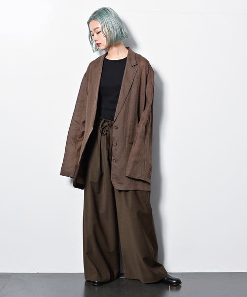 CITYSHOP(シティーショップ)の「SHEER LONG ジャケット(テーラードジャケット・レディース・ブラック/ブラウン系その他・FREE)」の6枚目の写真
