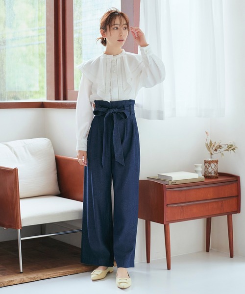 RUIRUE BOUTIQUE（ルイルエブティック）の「ワイドレッグパンツ（デニムパンツ・レディース・ブルー/ネイビー・マルチサイズ）」の2枚目の写真