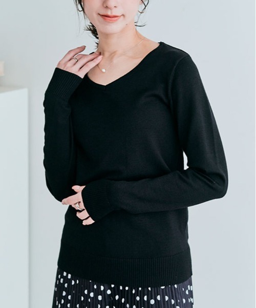 kirakiraShop(キラキラショップ)の「Vネック ハイゲージ ベーシック ニット トップス(ニット/セーター・レディース・レッド/ネイビー/ベージュ/杢グレー/アイボリー/ブラック/グリーン/レッド系/グリーン系1/グリーン系/ピンク系/ブルー系・FREE)」の14枚目の写真