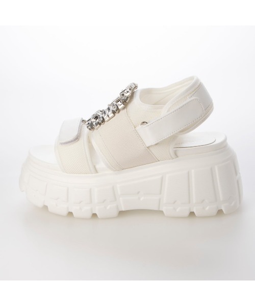 Mafmof（マフモフ）の「Mafmof(マフモフ)8cm厚底プラットフォームビジュースポーツサンダル（サンダル・レディース・ホワイト/ブラック・S/M/L/LL）」の15枚目の写真