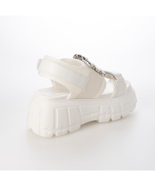 Mafmof（マフモフ）の「Mafmof(マフモフ)8cm厚底プラットフォームビジュースポーツサンダル（サンダル・レディース・ホワイト/ブラック・S/M/L/LL）」の17枚目の写真
