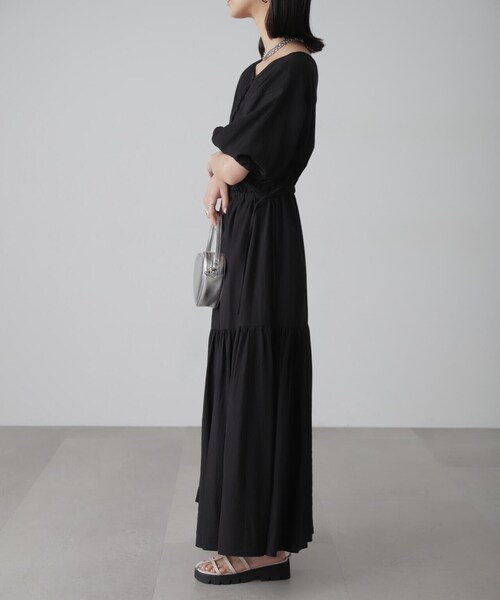 FREE'S MART（フリーズマート）の「[低身長サイズ/Sシリーズ]前後2WAYウエストドロストギャザーワンピース（ワンピース・レディース・ブラック/ホワイト/レッド・SMALL/MEDIUM/X-SMALL）」の8枚目の写真