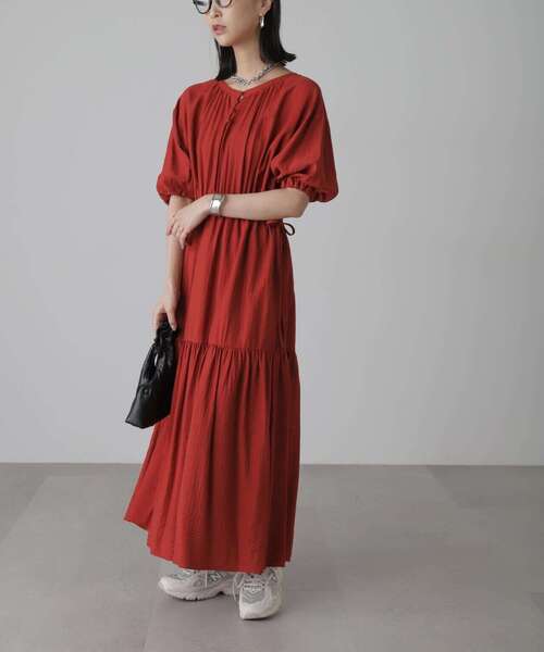 FREE'S MART（フリーズマート）の「[低身長サイズ/Sシリーズ]前後2WAYウエストドロストギャザーワンピース（ワンピース・レディース・ブラック/ホワイト/レッド・SMALL/MEDIUM/X-SMALL）」の14枚目の写真