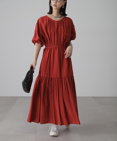 FREE'S MART（フリーズマート）の「[低身長サイズ/Sシリーズ]前後2WAYウエストドロストギャザーワンピース（ワンピース・レディース・ブラック/ホワイト/レッド・SMALL/MEDIUM/X-SMALL）」の15枚目の写真