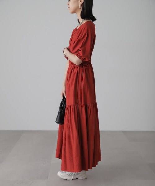 FREE'S MART（フリーズマート）の「[低身長サイズ/Sシリーズ]前後2WAYウエストドロストギャザーワンピース（ワンピース・レディース・ブラック/ホワイト/レッド・SMALL/MEDIUM/X-SMALL）」の16枚目の写真