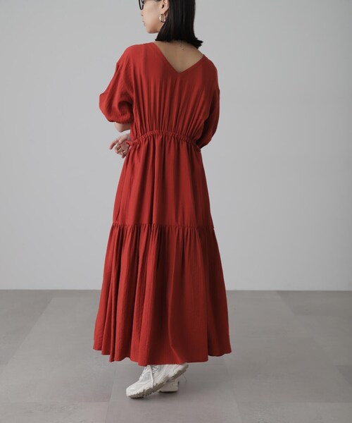 FREE'S MART（フリーズマート）の「[低身長サイズ/Sシリーズ]前後2WAYウエストドロストギャザーワンピース（ワンピース・レディース・ブラック/ホワイト/レッド・SMALL/MEDIUM/X-SMALL）」の17枚目の写真