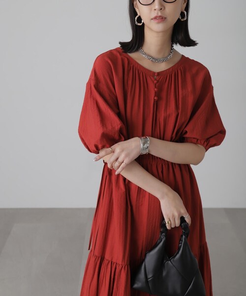 FREE'S MART（フリーズマート）の「[低身長サイズ/Sシリーズ]前後2WAYウエストドロストギャザーワンピース（ワンピース・レディース・ブラック/ホワイト/レッド・SMALL/MEDIUM/X-SMALL）」の19枚目の写真