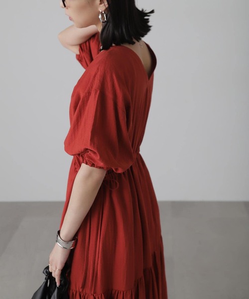 FREE'S MART（フリーズマート）の「[低身長サイズ/Sシリーズ]前後2WAYウエストドロストギャザーワンピース（ワンピース・レディース・ブラック/ホワイト/レッド・SMALL/MEDIUM/X-SMALL）」の20枚目の写真