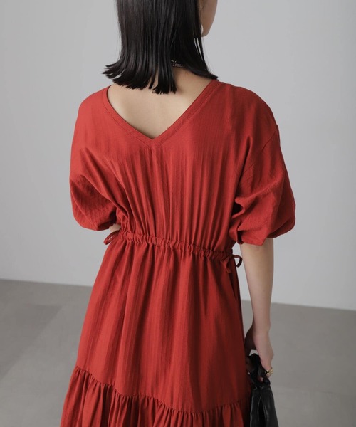 FREE'S MART（フリーズマート）の「[低身長サイズ/Sシリーズ]前後2WAYウエストドロストギャザーワンピース（ワンピース・レディース・ブラック/ホワイト/レッド・SMALL/MEDIUM/X-SMALL）」の21枚目の写真