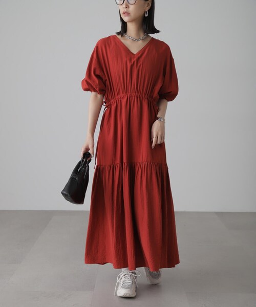 FREE'S MART（フリーズマート）の「[低身長サイズ/Sシリーズ]前後2WAYウエストドロストギャザーワンピース（ワンピース・レディース・ブラック/ホワイト/レッド・SMALL/MEDIUM/X-SMALL）」の22枚目の写真