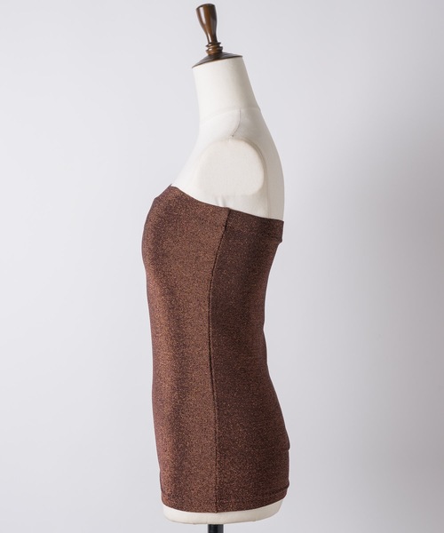 yae（ヤエ）の「2way glitter camisole / カップ付き2wayグリッターキャミソール（チューブトップ・レディース・シルバー/ブラウン・FREE）」の20枚目の写真