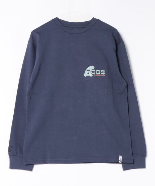 TCSS(ティーシーエスエス)の「DESIGN TEE/Critical Slide(クリティカルスライド)TCSSワンポイントサーフモチーフプリントクルーネックロングTシャツ(Tシャツ/カットソー・メンズ・ネイビー/ブラック・SMALL/MEDIUM)」の4枚目の写真