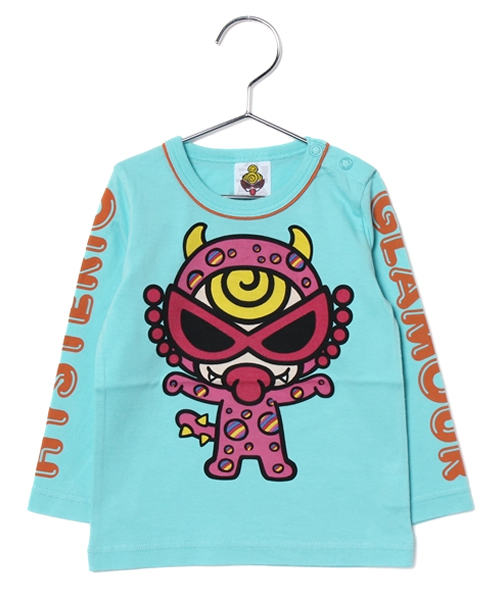 HYSTERIC MINI（ヒステリックミニ）の「BABY Hungry meet the OKIDOKI Monsters 長袖Tシャツ（Tシャツ/カットソー・キッズ・ホワイト/ブルー/ブラック・90/80）」の3枚目の写真
